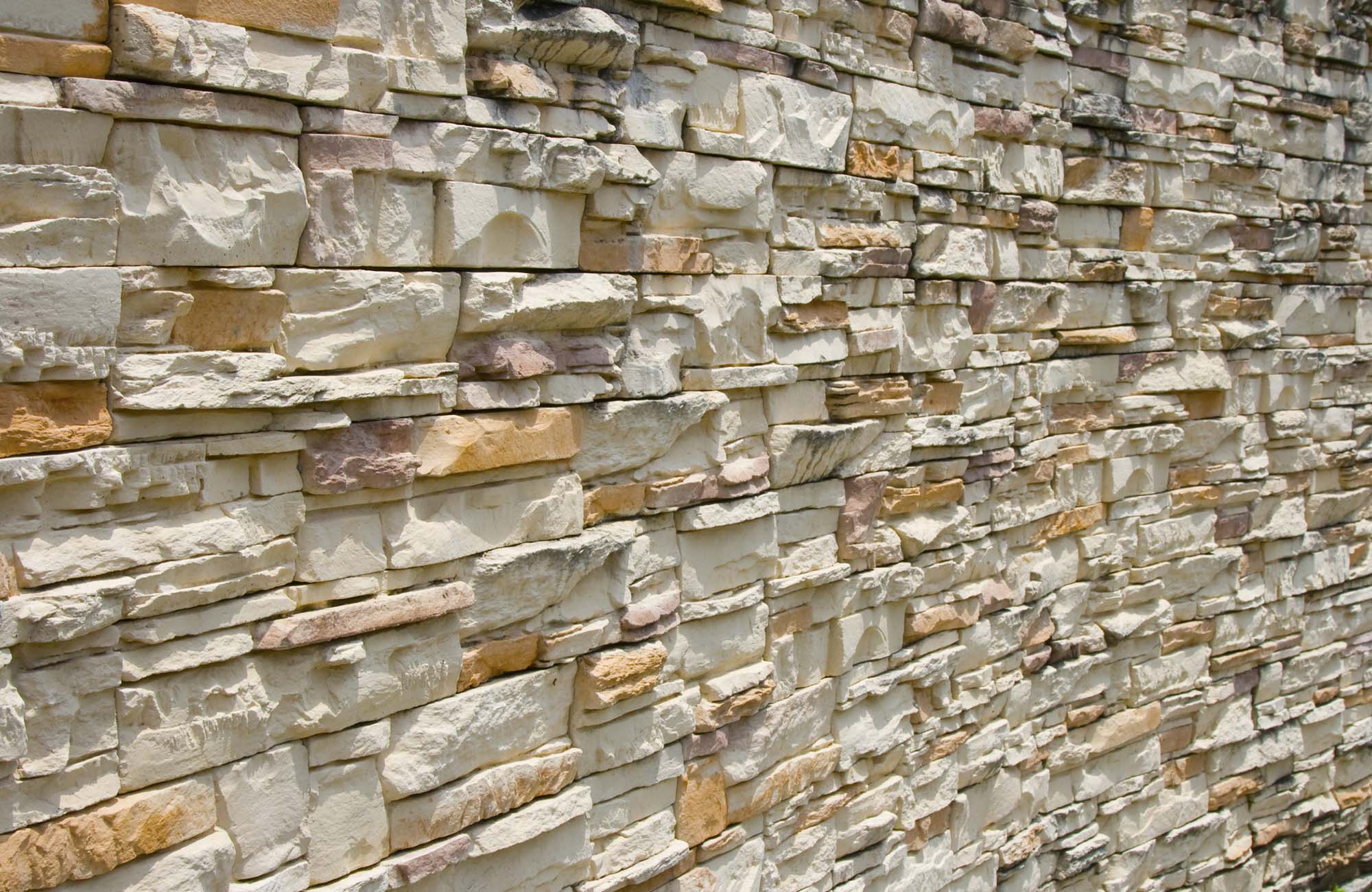 Detail of natural stone wall cladding